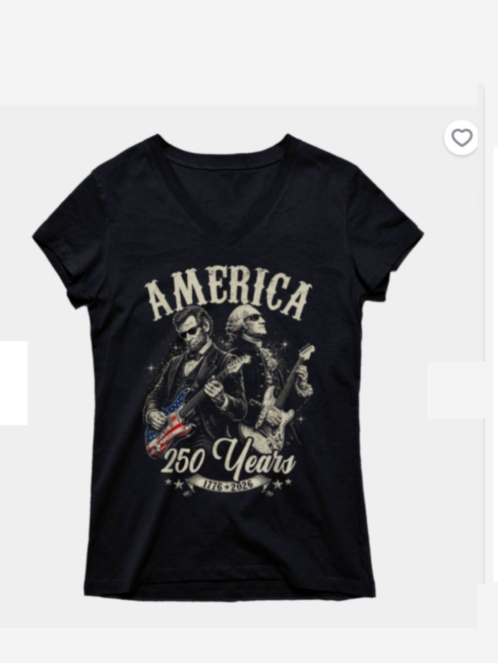Size 2XL George & Abraham rocking guitar V neck female fit tee shirt